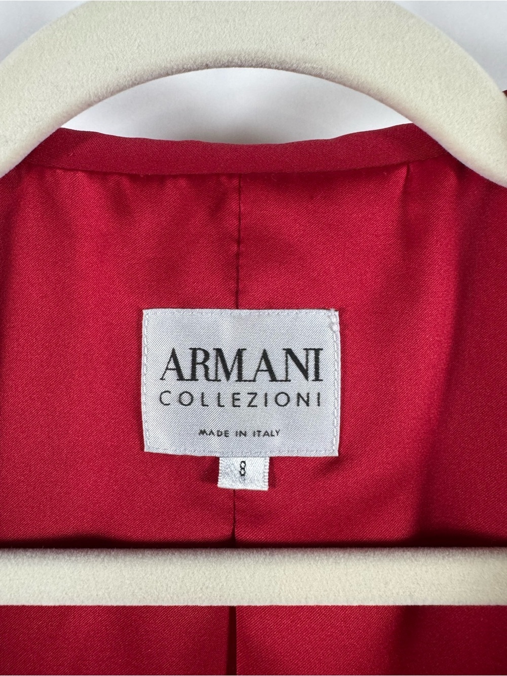 Armani Collezioni Women's Red Tailored Button Blazer Jacket Size 8 Silk Office - Picture 5 of 13